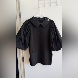 Elegant Black Puff Sleeve Blouse